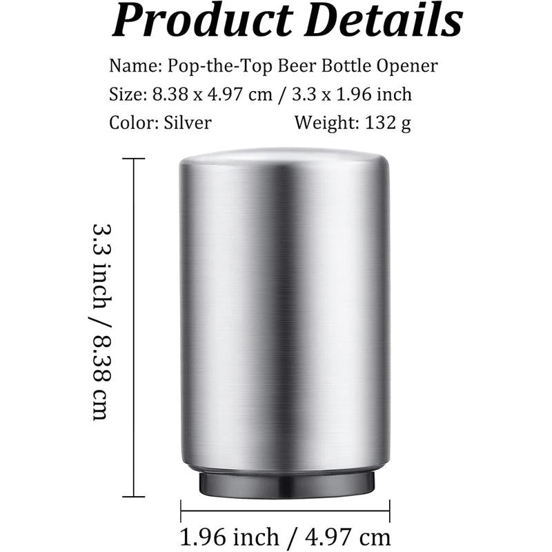 Premium Beer Bottle Opener Stainless Steel Automatic Push down No Damage Quick to Open Small Portable Bottle Cap Openers for Home Bars Picnic Camping Hiking