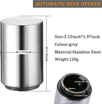 Premium Beer Bottle Opener Stainless Steel Automatic Push down No Damage Quick to Open Small Portable Bottle Cap Openers for Home Bars Picnic Camping Hiking