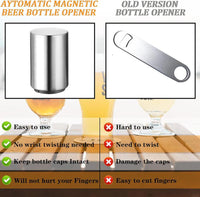 Premium Beer Bottle Opener Stainless Steel Automatic Push down No Damage Quick to Open Small Portable Bottle Cap Openers for Home Bars Picnic Camping Hiking